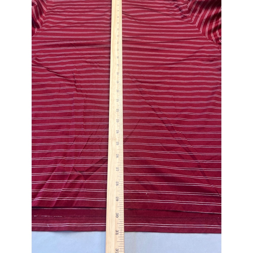 Fairway & Greene Mens Mercerized Cotton Striped Golf Polo Shirt Burgundy Red M - Picture 5 of 5